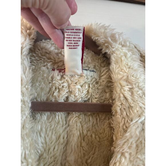 Abercrombie & Fitch Womens Camel Color Velvet Sherpa Jacket Size L Faux Fur Y2K - Picture 6 of 6